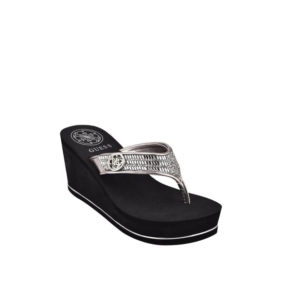 NWT Guess Womens Sarraly Flip-Flop Platform Rhinestone Disco GWSARRALY4 Black 8M - Picture 1 of 11
